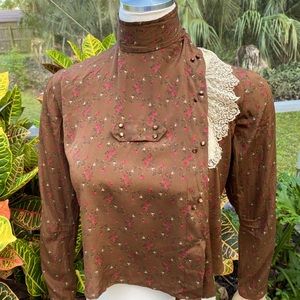 Antique Floral Silk Blouse Edwardian Lace S Delicate As Is